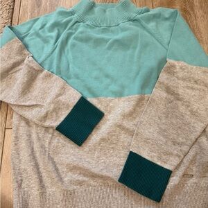 Nautica Green and Gray Turtleneck Sweater